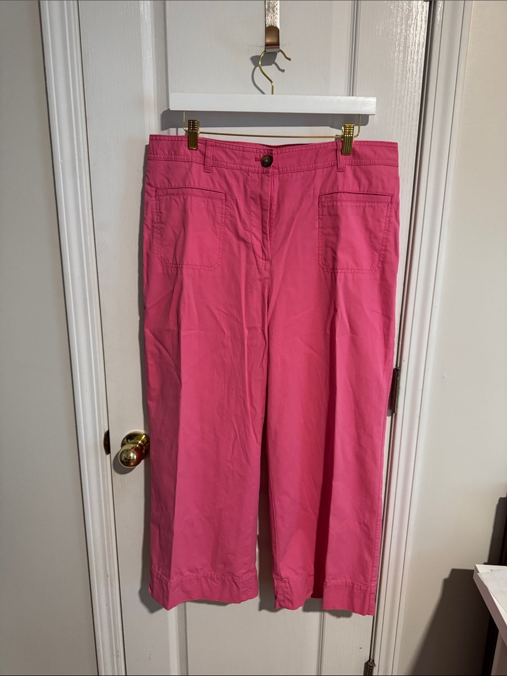 Talbots Bright Pink Wide-Leg Cotton crops